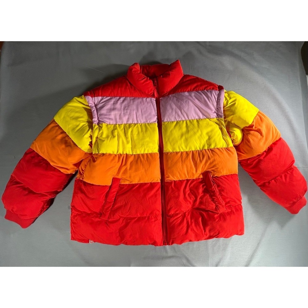 Lego puffer jacket Collection X Target Women's Large Color Block Puffer Red/Oran